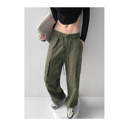 NEW No.8535 High-Waisted Cargo Pants With Drawstring Camouflage Shape!! Very Popular Now Keltis Signage Work.
