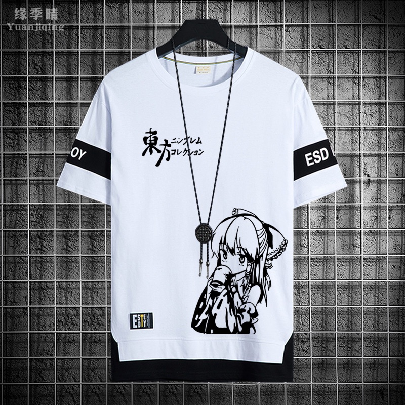 Summer Fashion New Mens and Womens Universal Round Neck Short Sleeve T-shirt Japanese Animation Design Print Mens Oversized Shirt Mens Loose Graphic T-shirt Womens Black Tee