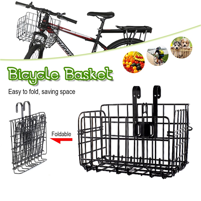 SG STOCKFoldable Metal Bicycle Basket for Scooter all Bicycle Ebike Escooter Bike Basket  Bike Front Rear Carrier 自行车篮