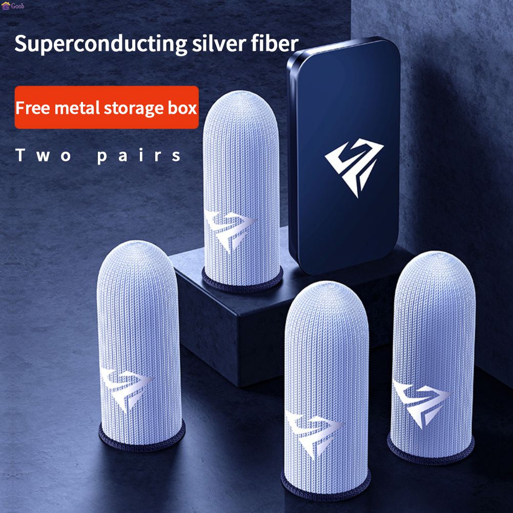 Game Finger Sleeve Glass Silver Fiber Ice Wire Finger Cover Pubg Game Thumb Gloves Gaming Breathable Sweatproof Mobile Game Finger Cover 2pcs goob