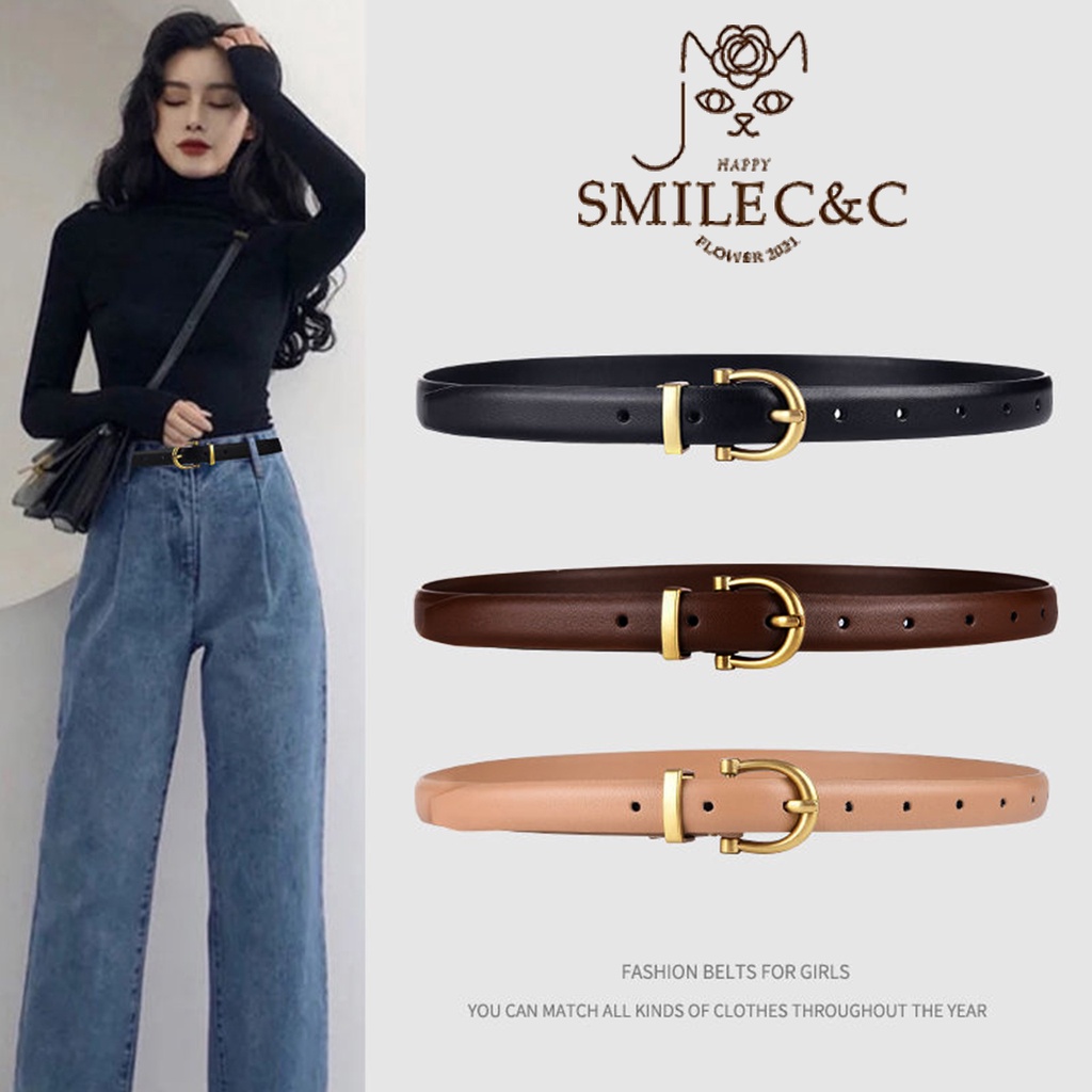 SmileFairyCC Ready StockHigh Quality Womens Leather Belt Fashion Soft Leather Waist Belts For Jeans Facebook hits