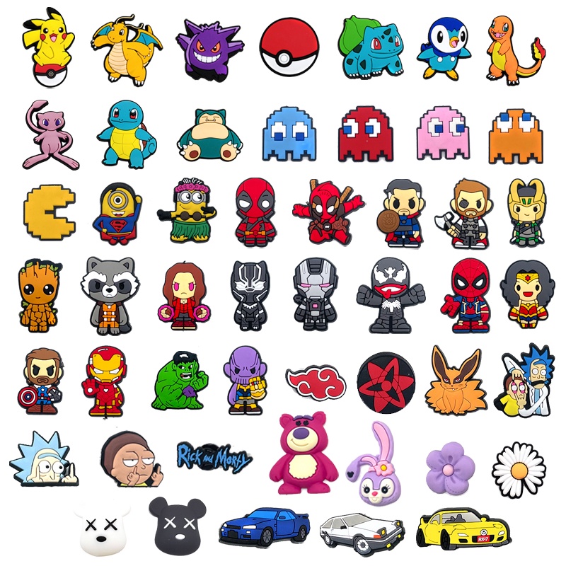 Hot Cartoon SeriesMarvel Croc Jibz Shoe Charms for Cute Garden Shoes DIY Decorative PVC Cartoon Pin Sandal Buckle Accessories