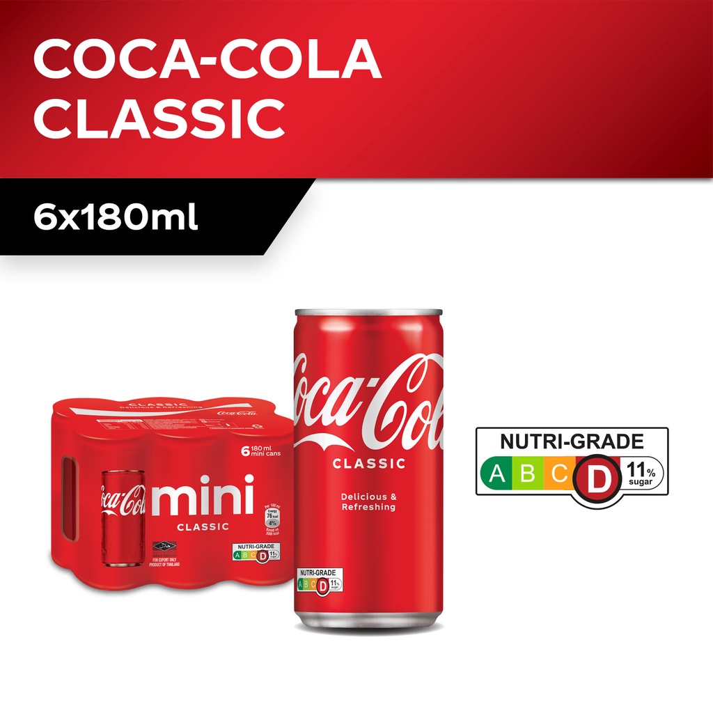 Coca-Cola Coke Classic Mini Cans 6 x 180ml Pack