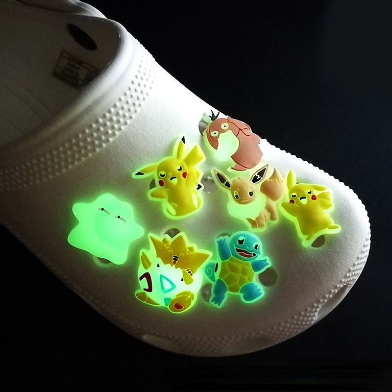 New luminous Pikachu crocs jibbitz crocs charm DIY jewelry Kids Womens Shoe Decoration accessories surprise gift