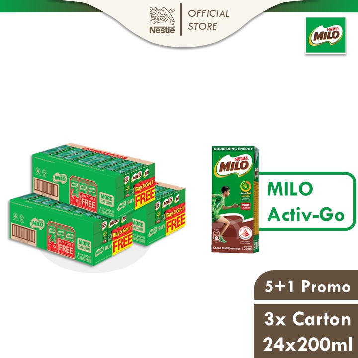 [Bundle of 3] MILO UHT Chocolate Malt Packet Drink 5+1 Case