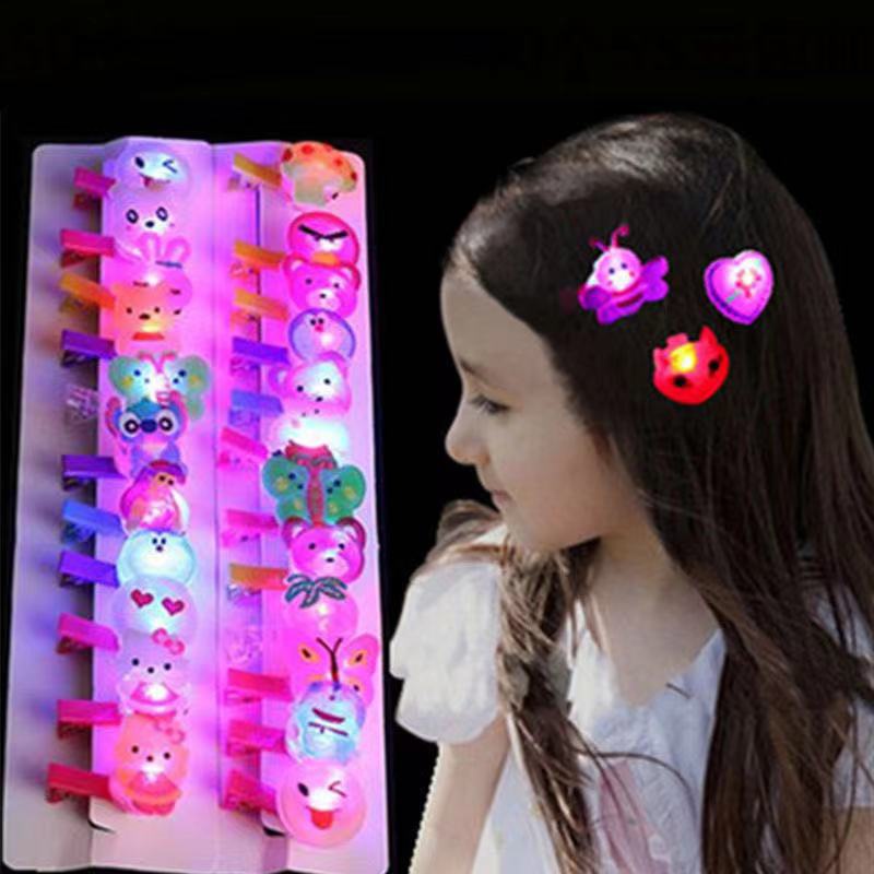Random 1pcs. Childrens Hair Accessories Luminous Cartoon Headdress LED Flashing Toys Hairpins Party Hair Accessories Hairpins Fashion Best Selling Girls Gifts