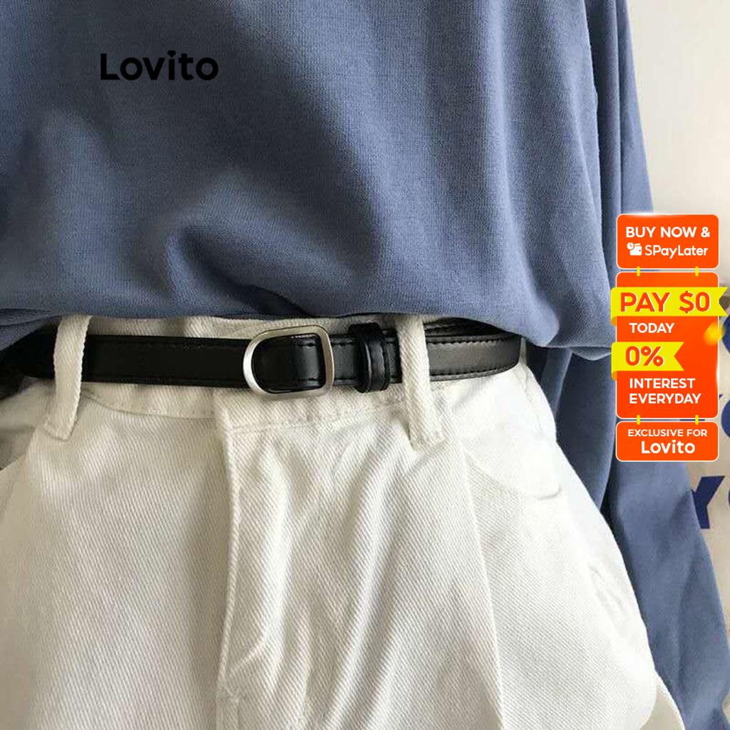 Lovito Casual Plain Basic Nonporous Women Belt L38ED003 Mocha Brown/Black