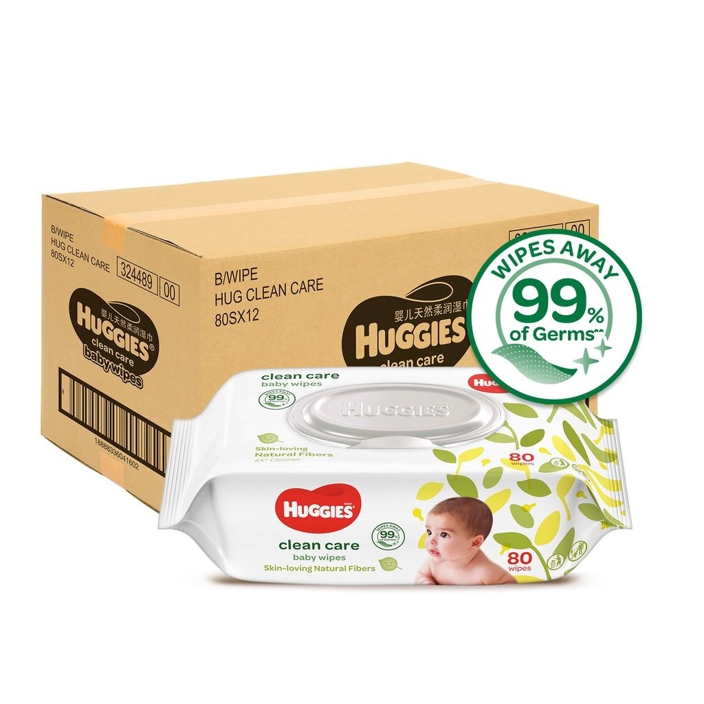 [Carton] Huggies Clean Care Baby Wipes 80s x 12 packs Online Exclusive
