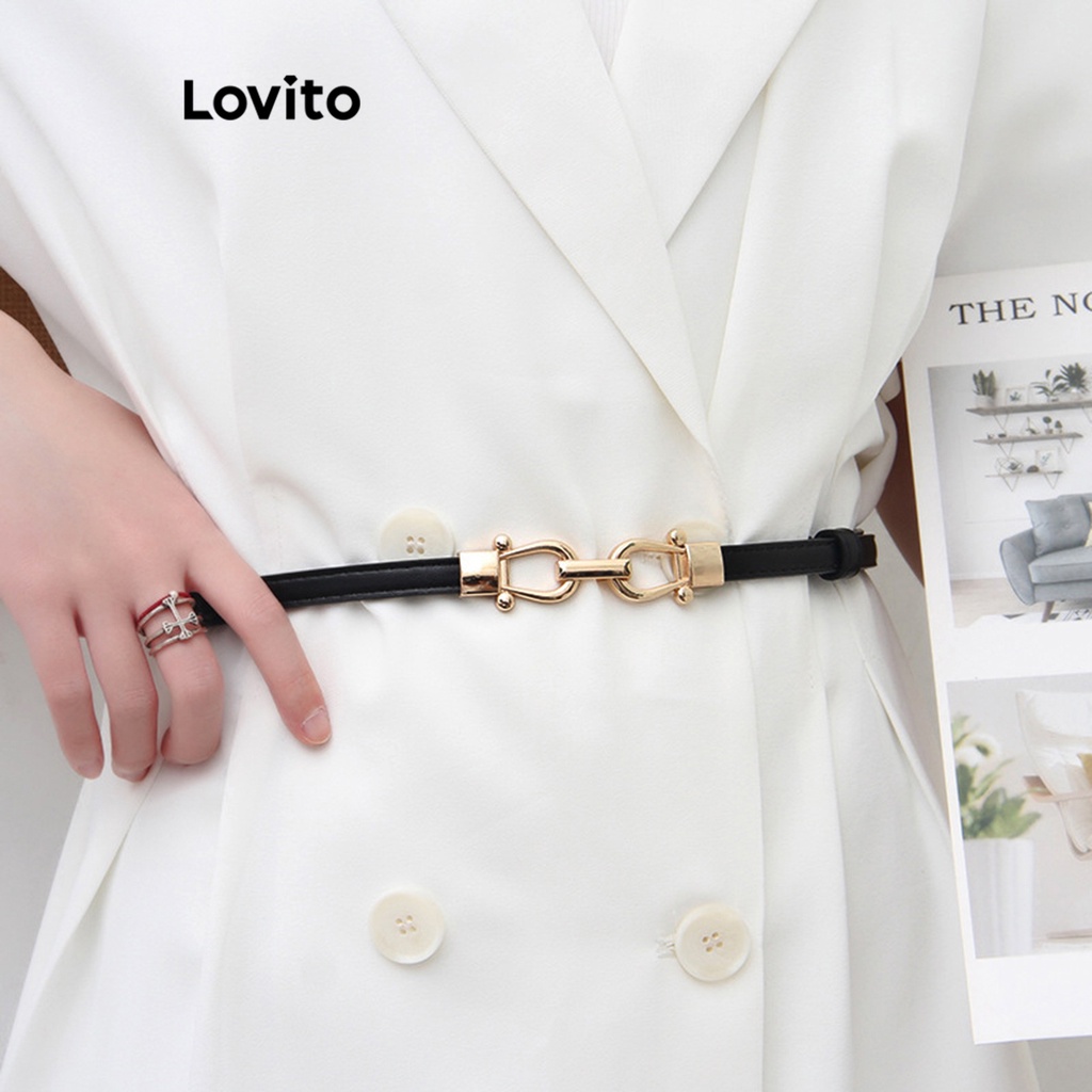 Lovito Casual Plain Basic Belt for Women L69AD040 Black