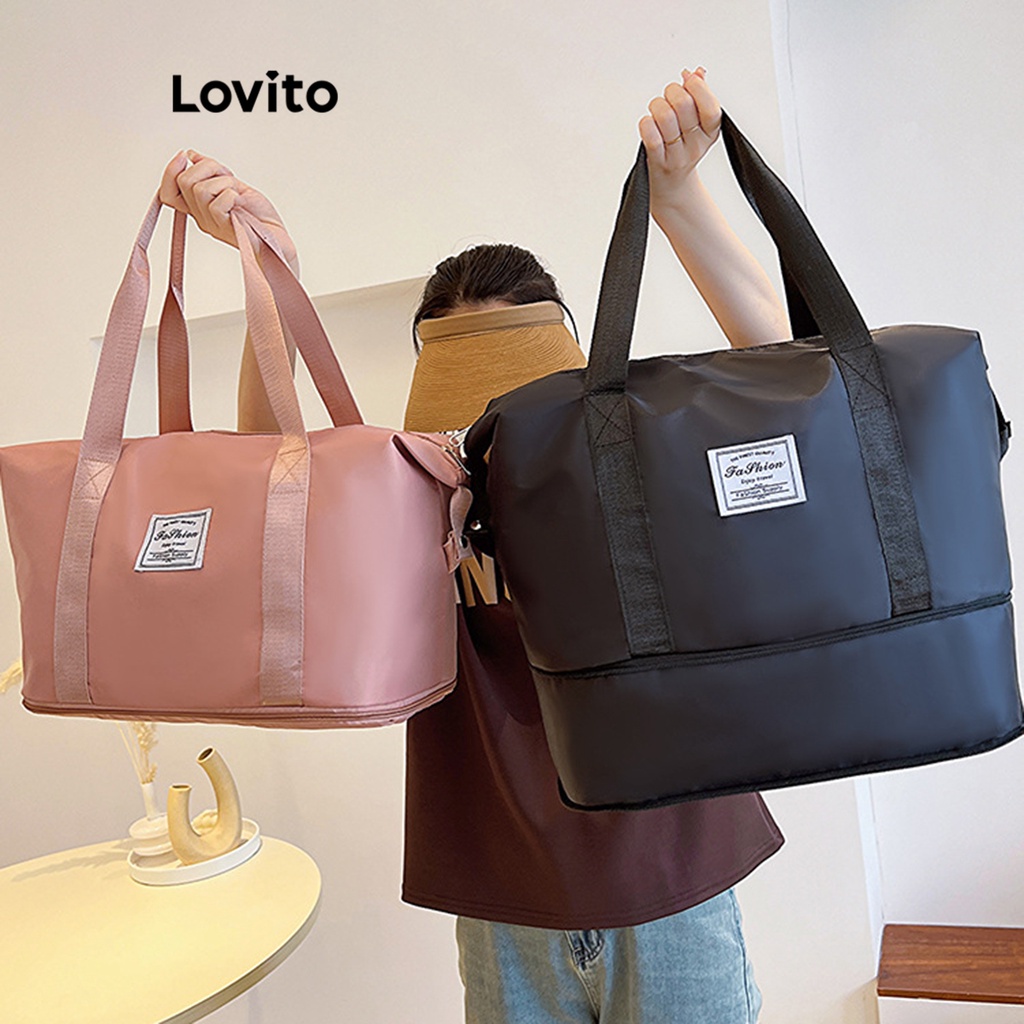 Lovito Casual Plain Basic Zipper Shoulder Tote Bag for Women LFA06035 Grey/Pink/Black