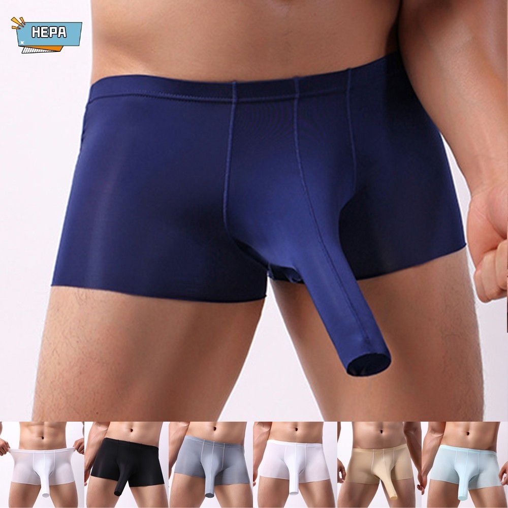 HEPA Mens Mid-Rise Sexy Boxer Briefs Elephant Nose Breathable Comfortable Underpants