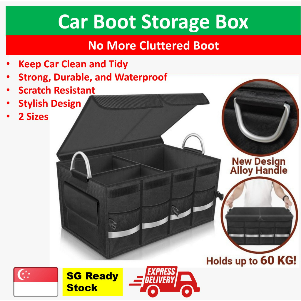 SG STOCK] Waterproof Car Boot Organizer Foldable Storage Container Trunk Accessories. Collapsible