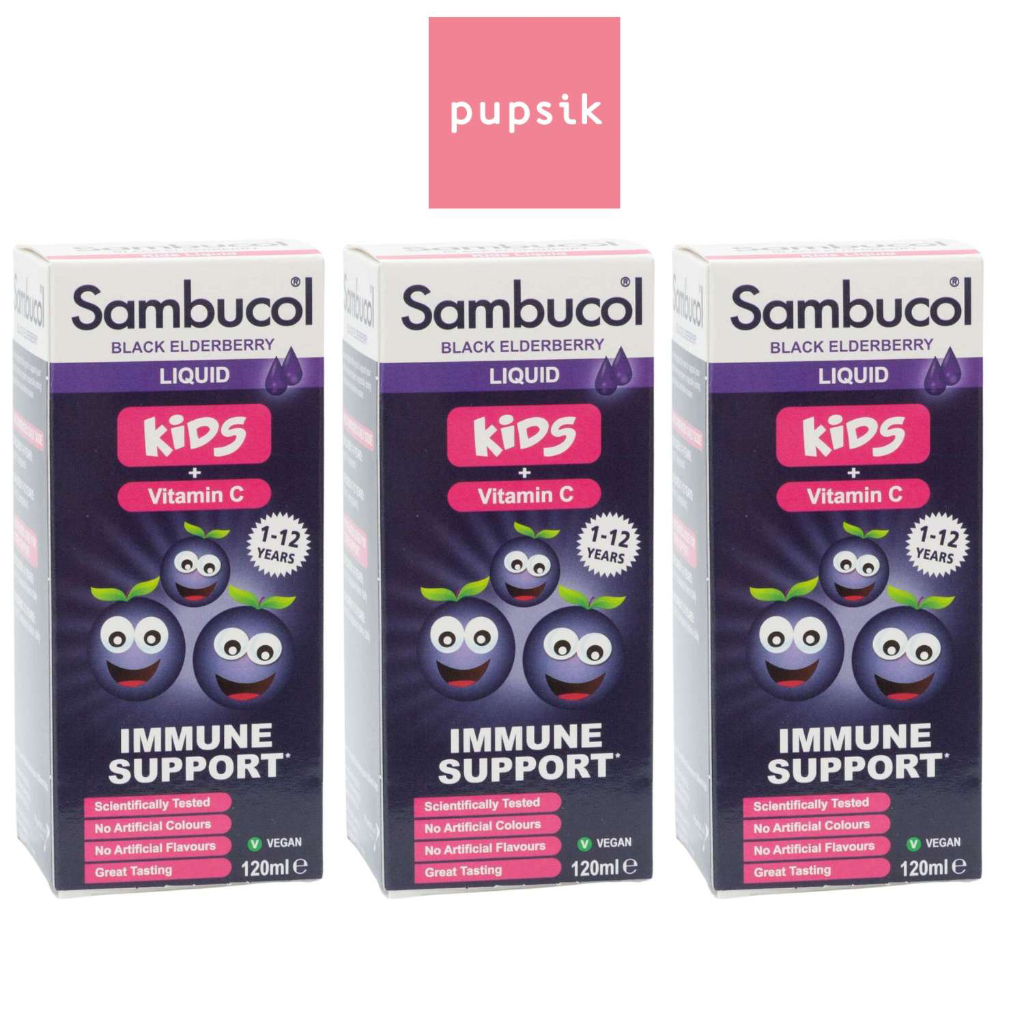 [3-pack] Exp 04/26 Sambucol Kids Formula Vitamin C, 120ml 1-12y, UK /Immunped / Lactogg