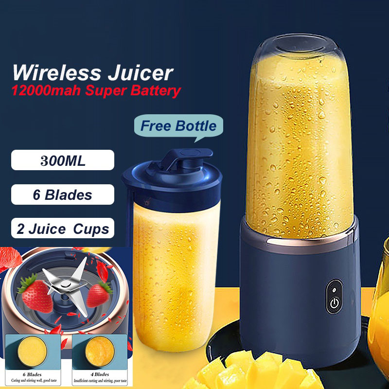SG300ML 6 Blade Portable Juicer 2 Cups Blender Multi-function Automatic Small Electric Juicer Rechargeable