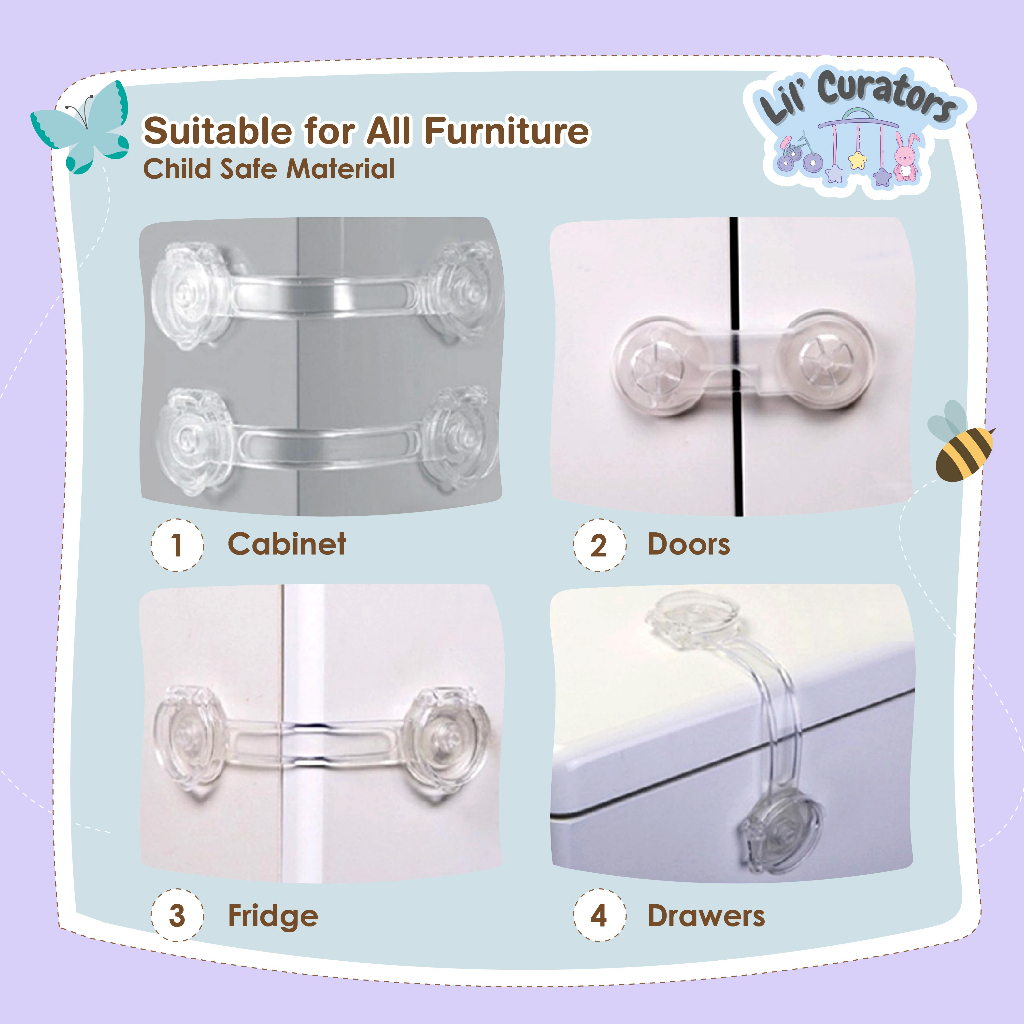 Lil Curators 5/10 Pcs Multi Purpose Transparent Child Safety Door Lock