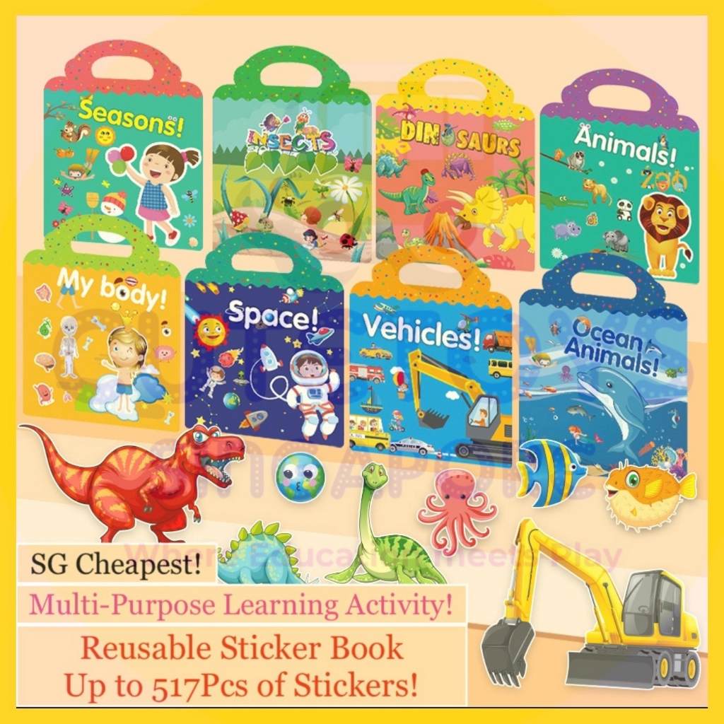 [SG] Reusable Educational Sticker Books 16-Themes - Childrens Activity Sticker Book