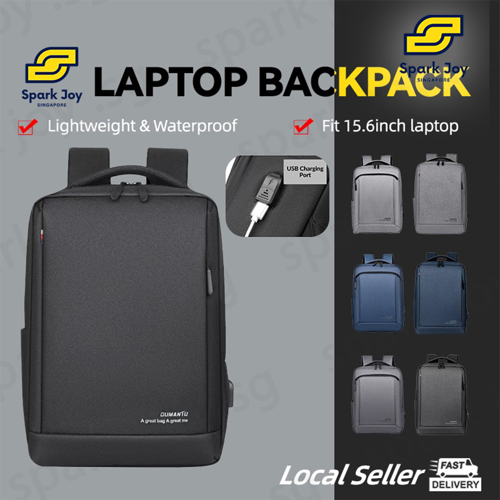 SGMulti-Functional Men Business Laptop Backpack Travel Laptop Bag Waterproof USB Charging Port