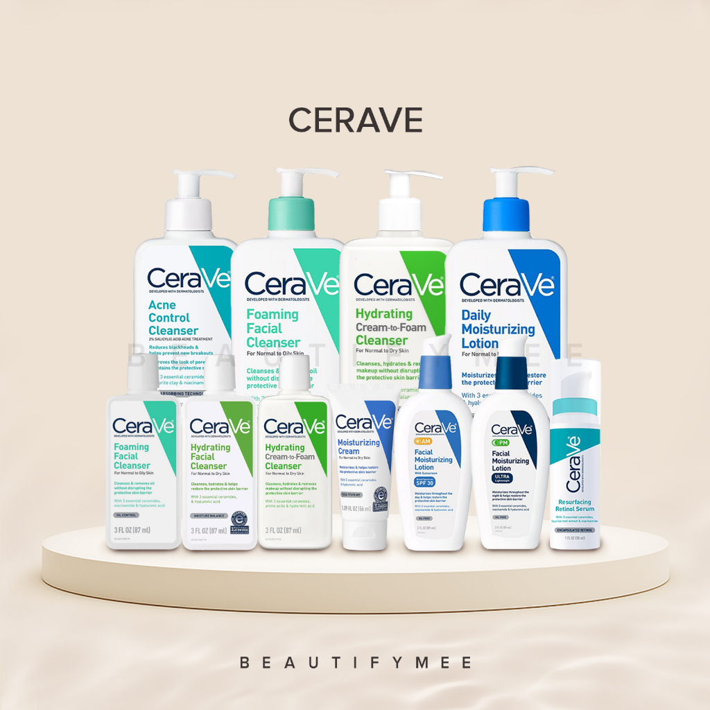 CeraVe Cleanser Hydrating, Foaming, Renewing SA, Lotion Daily, AM, PM, Moisturizing Cream, Resurfacing Retinol