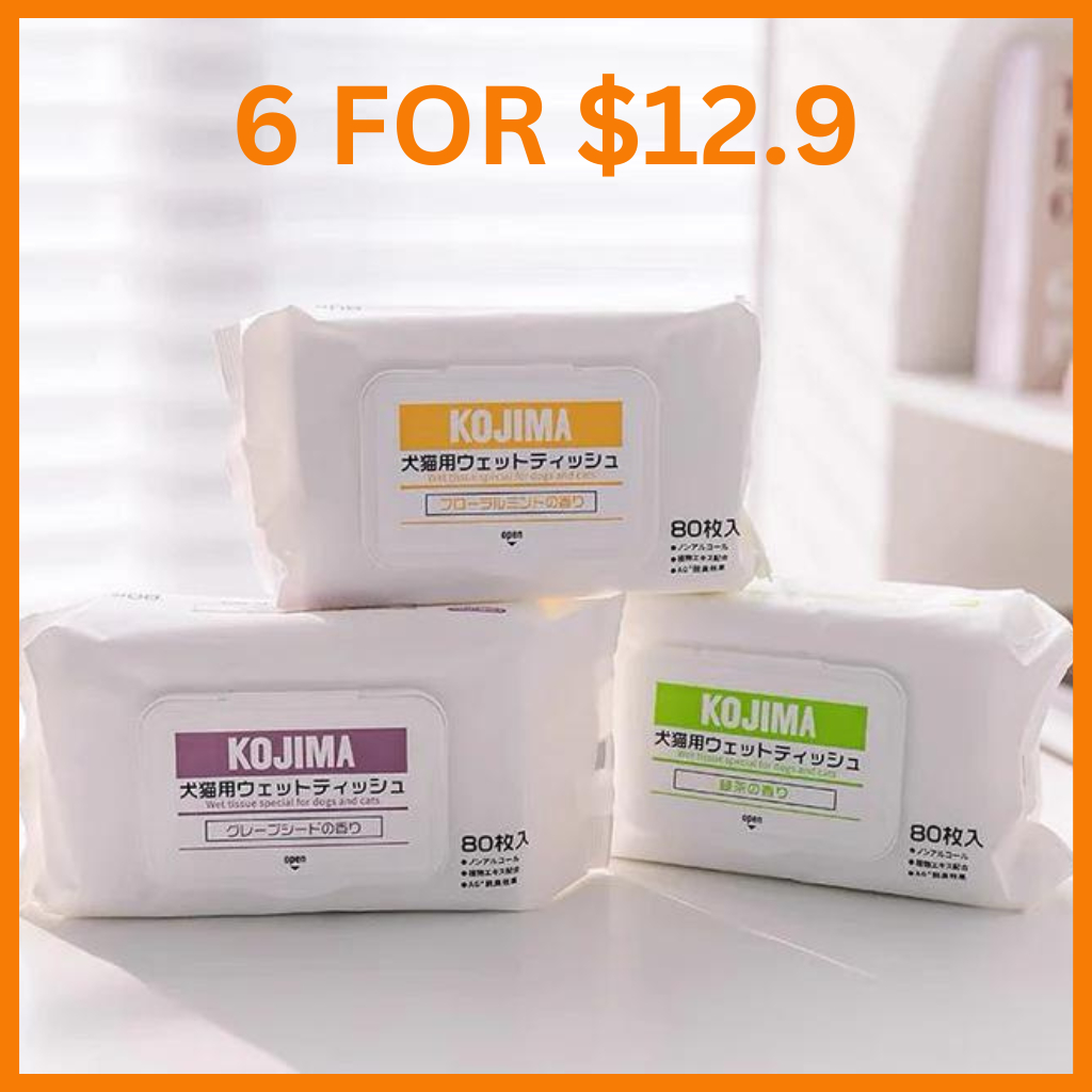 Kojima Pet Wipes | Dog Wipes | Cat Wipes | Wet Tissue/Wet Wipes For Pets 80pcs