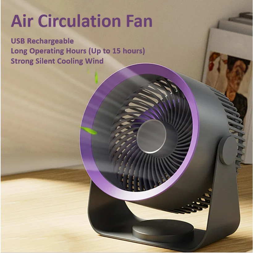 SG SELLERWireless USB Rechargeable Air Circulation Fan Desktop Ventilation Fan Wall Ceiling Powerful Airflow Fan