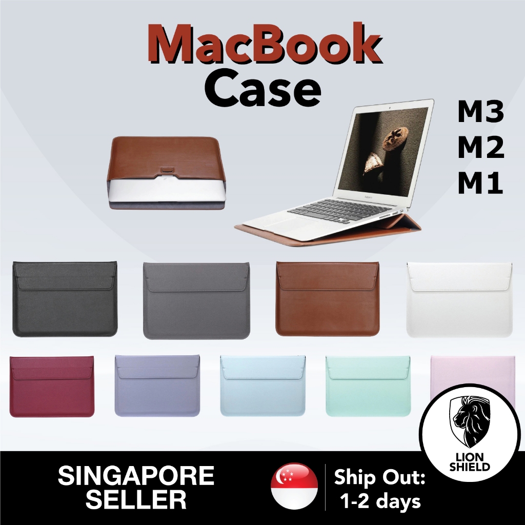 SG LionShield Macbook Air/Pro M3 M2 M1 PU Leather Laptop Case11/12/13/14/15/16 Inch Sleeve Cover