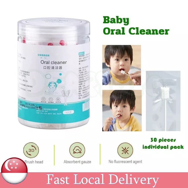 SG STOCK30PCS Gauze Baby Oral Cleaner Newborn Baby Teeth Toothbrush Toddler Baby 0-3 Years Old Tongue Washing Gauze