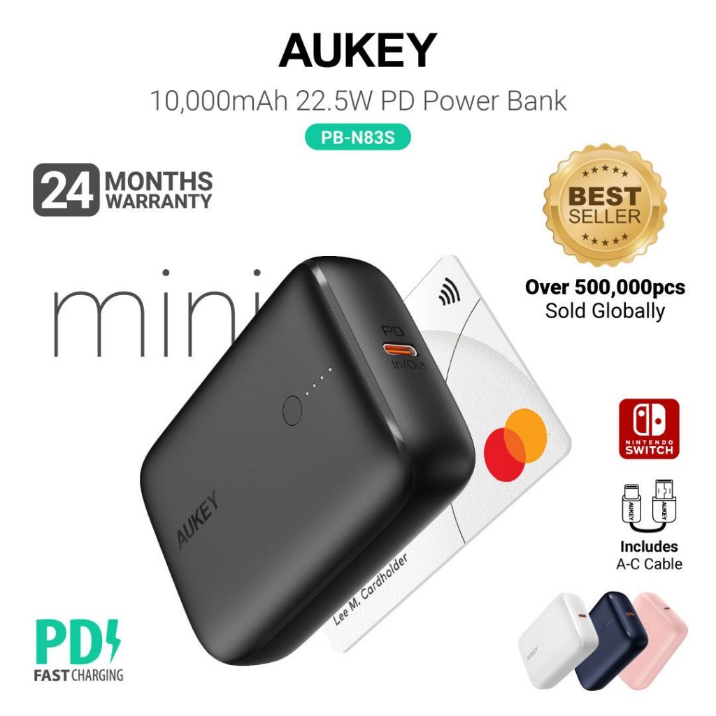 Aukey PB-N83S/PB-Y55 10000MAH 22.5W PD Fast Charging Powerbank Portable Charger 24 Months Warranty