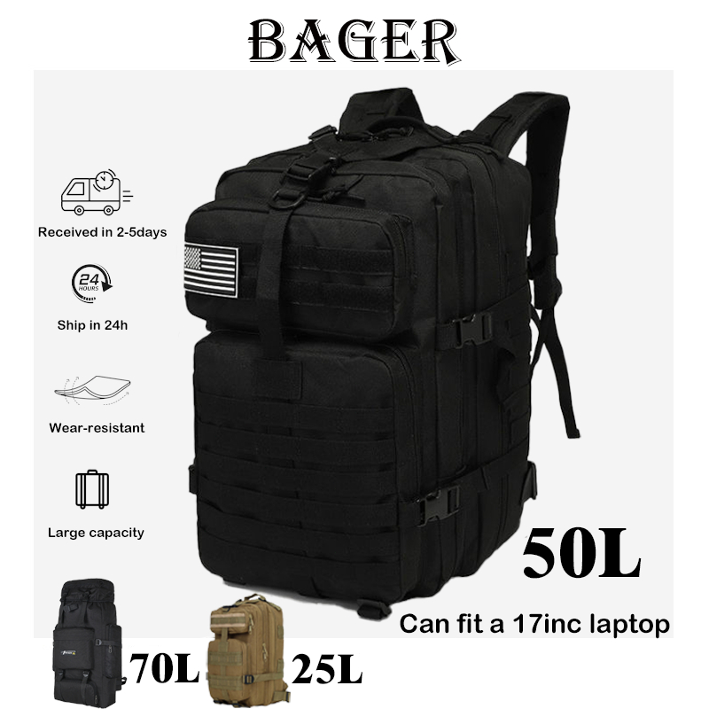 SG Stock50L/70L Capacity Men Military Large Backpack Waterproof bag Outdoor Hiking Camping Backpack 3D Army Backpack