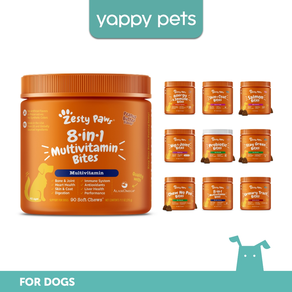 Zesty Paws Functional All Ages Dog Supplements & Vitamins, 90 Soft Chews 360g | 8-in-1 Multifunctional Multivitamins
