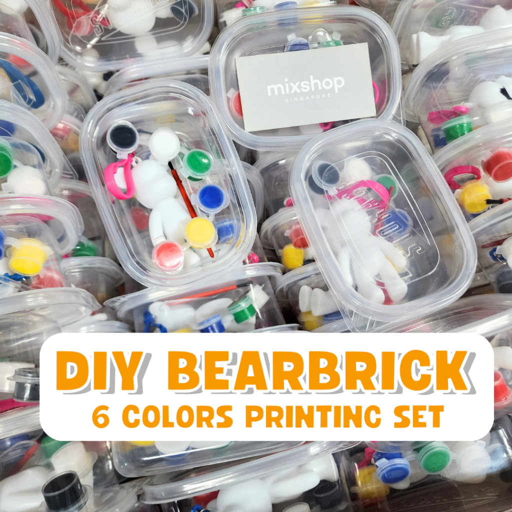 mixshop DIY Fluid Bearbrick Keychain Set Party Gift Children Toys 6 Colors of Painting Set