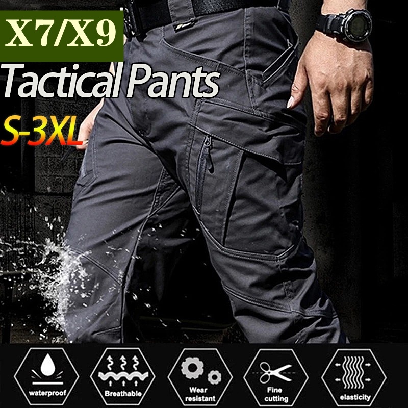 Mens IX9 IX7 Multi-pocket Cargo Tactical Pants Ripstop Lightweight Waterproof Cotton Stretch outdoors Outdoor Hiking Trousers
