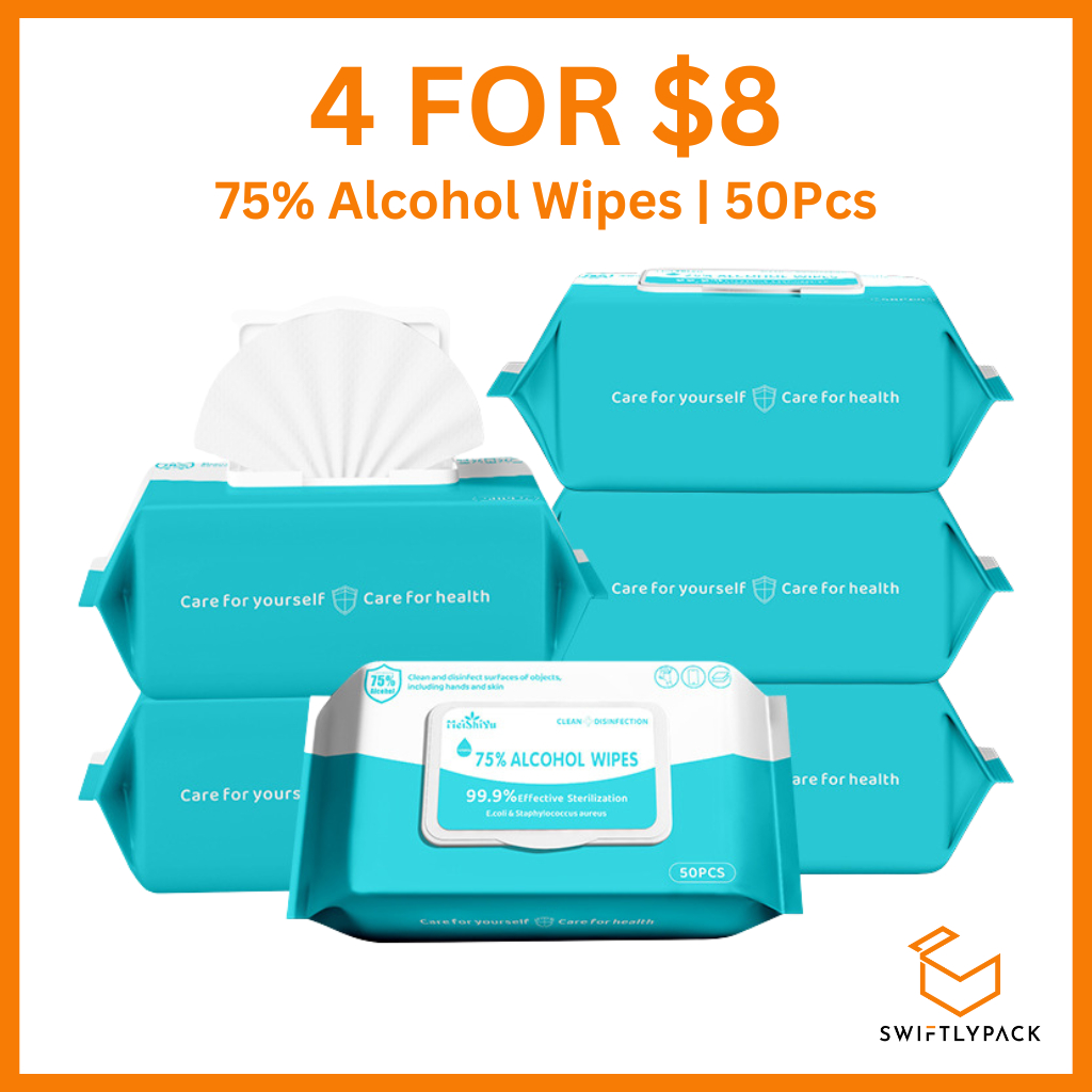 75% Alcohol Disposable Wet Wipes 50Pcs/10Pcs | 99.99% Disinfection Sanitizing Wet Wipes | 酒精杀毒湿巾