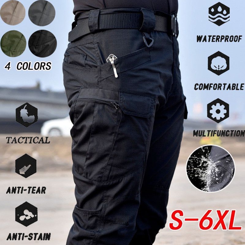 IX7-IX9 Mens Cargo Pants Multi Pocket Waterproof Tactical Pants Plus Size