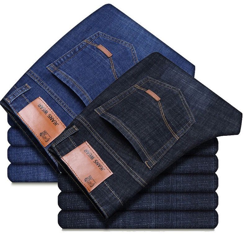 Mens Jeans Classic Pants Stretch Straight Jeans Slim Elastic Jeans Fashion Business Jeans