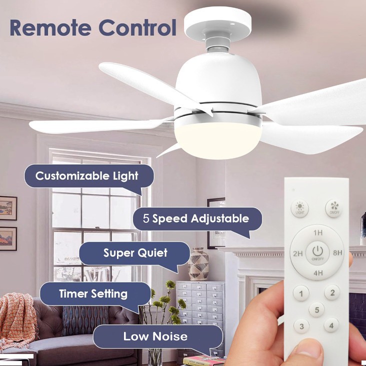 SG SellerRemote Control E27 Fanco Ceiling Fan With Light Small Ceiling Fan Electric Fan Led Lamp