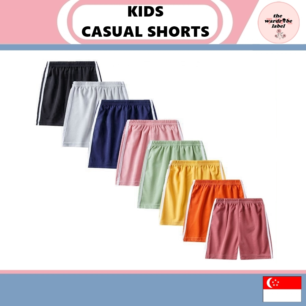 [SG SELLER] Kids Childrens Youth Unisex Shorts Summer Casual Plain Color Fashion Shorts Sports Pants Boy Girl