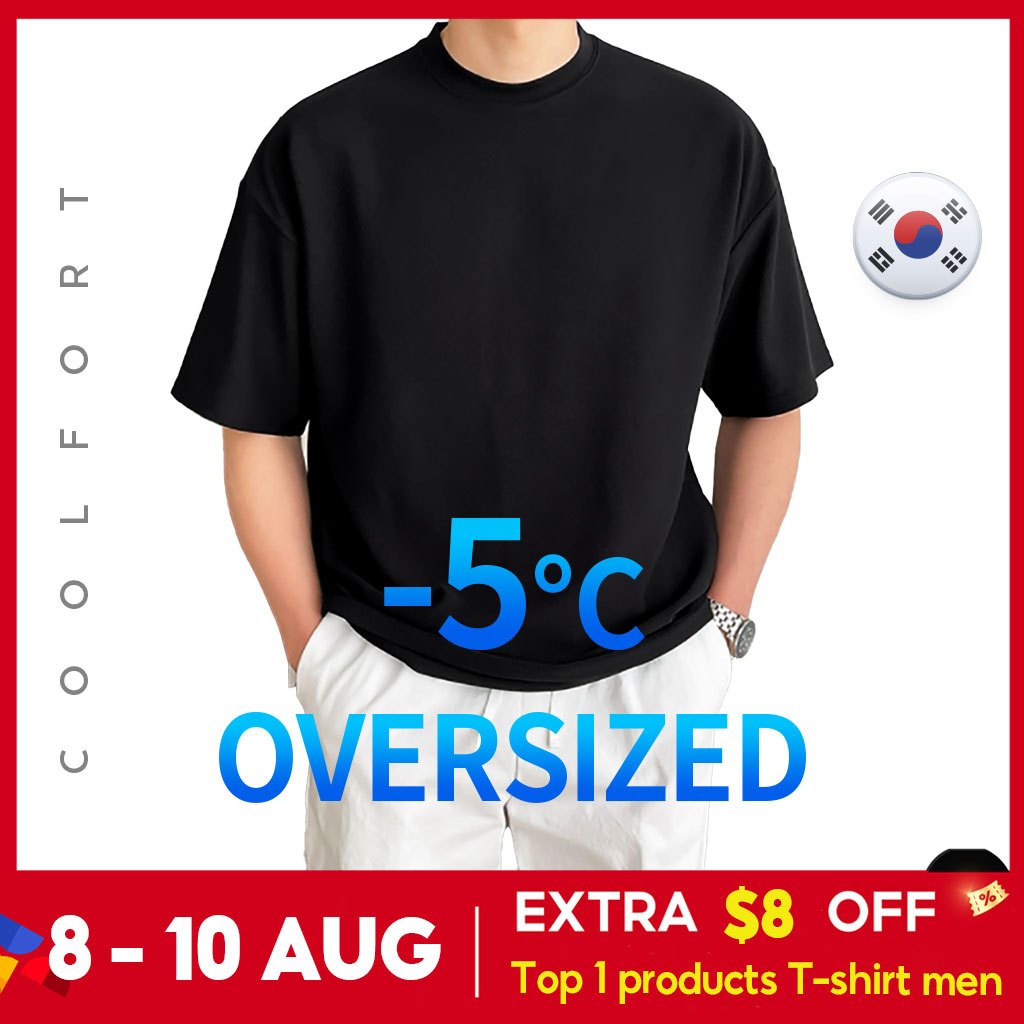 [8.8 Sale] Coolfort Windyfit Mens Oversized Tee Men T Shirt Korean Casual Ice Short Sleeve T-shirts