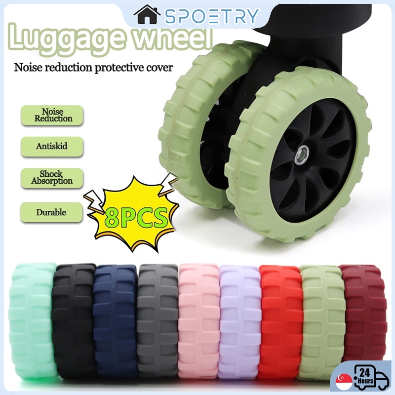 SG-SPOETRY8 PCS Luggage Wheel Protector Suitcase Wheels Ring Rubber Ring Protector Luggage Wheel Cover Noise Reduction