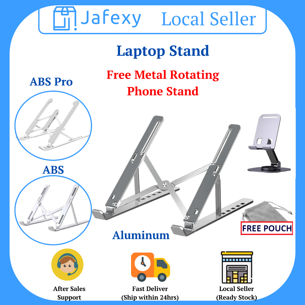 Free Gift SGJafexy Laptop Stand Aluminum ABS Plastic Foldable Adjustable Height for All Laptop Tablet