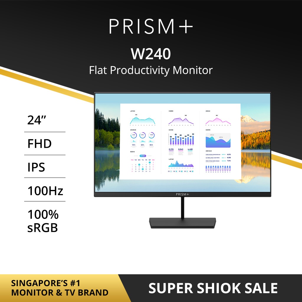 PRISM+ W240 | 24 IPS 100Hz Productivity Monitor Gaming Monitor [1920 x 1080]