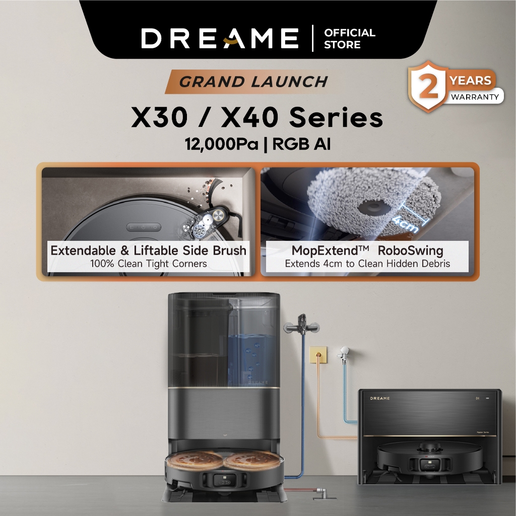 GRAND LAUNCHDreame X30/X40 Ultra & X30/X40 Master Robot Vacuum | Side Brush Extend & Lift | MopExtend RoboSwing 3.0