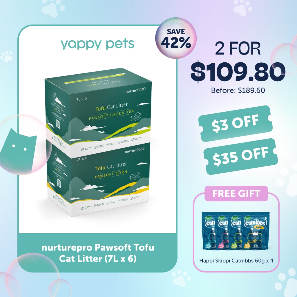 NurturePRO Pawsoft Tofu Cat Litter 7L x 6 | Carton Deal, Tofu Litter Soya Corn Green Tea Charcoal