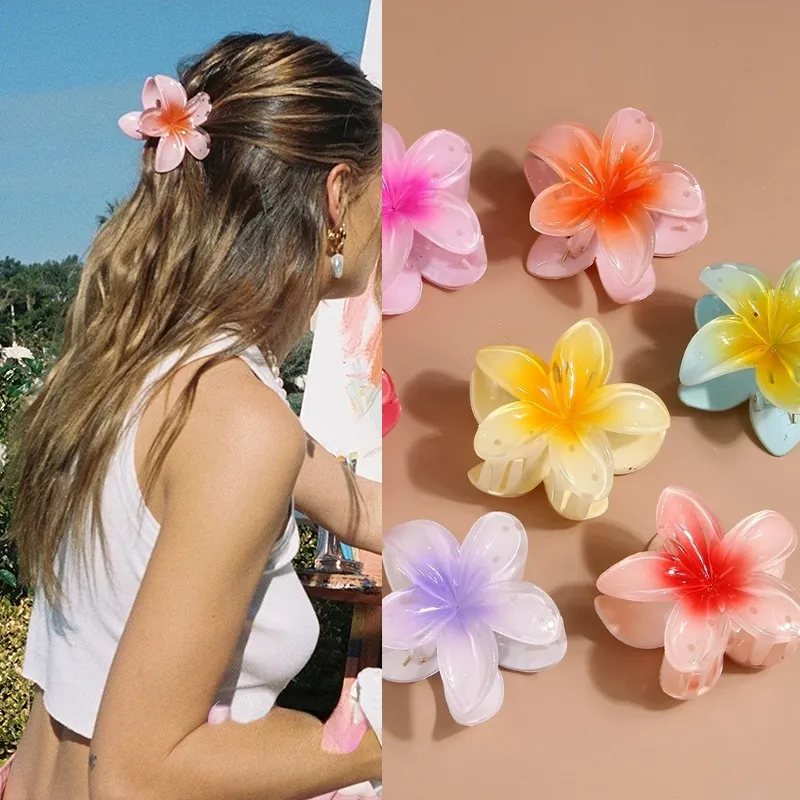 Womens Bohemian Style Hair Claw Clips With colorful Flower, Suitable For Daily Wear hair accessories