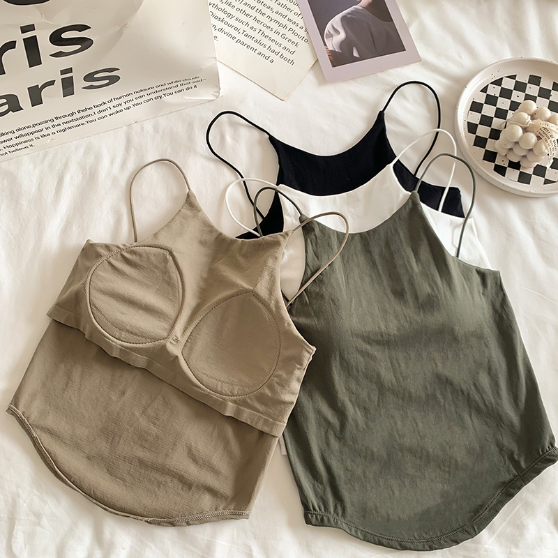 Womens summer with chest pad sleeveless halter vest tank top