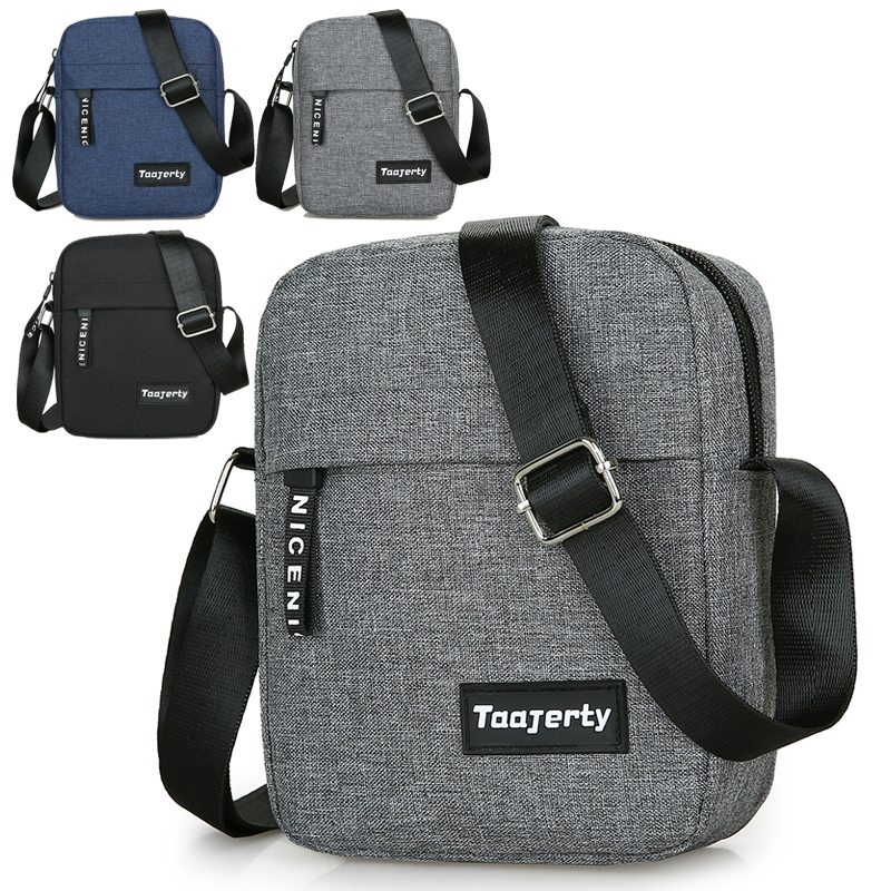 1 PCS Simple Casual Lightweight Solid Color Oxford  Portable Mini Zippered Square Mens Srossbody Bag For Outdoor