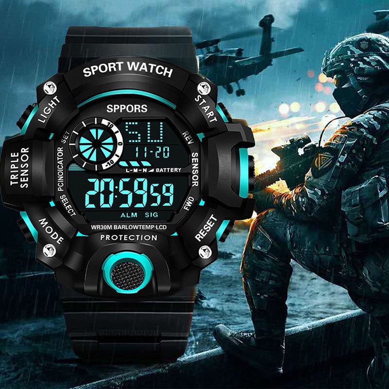 Multifunctional luminous waterproof and anti-fall sports mens watch